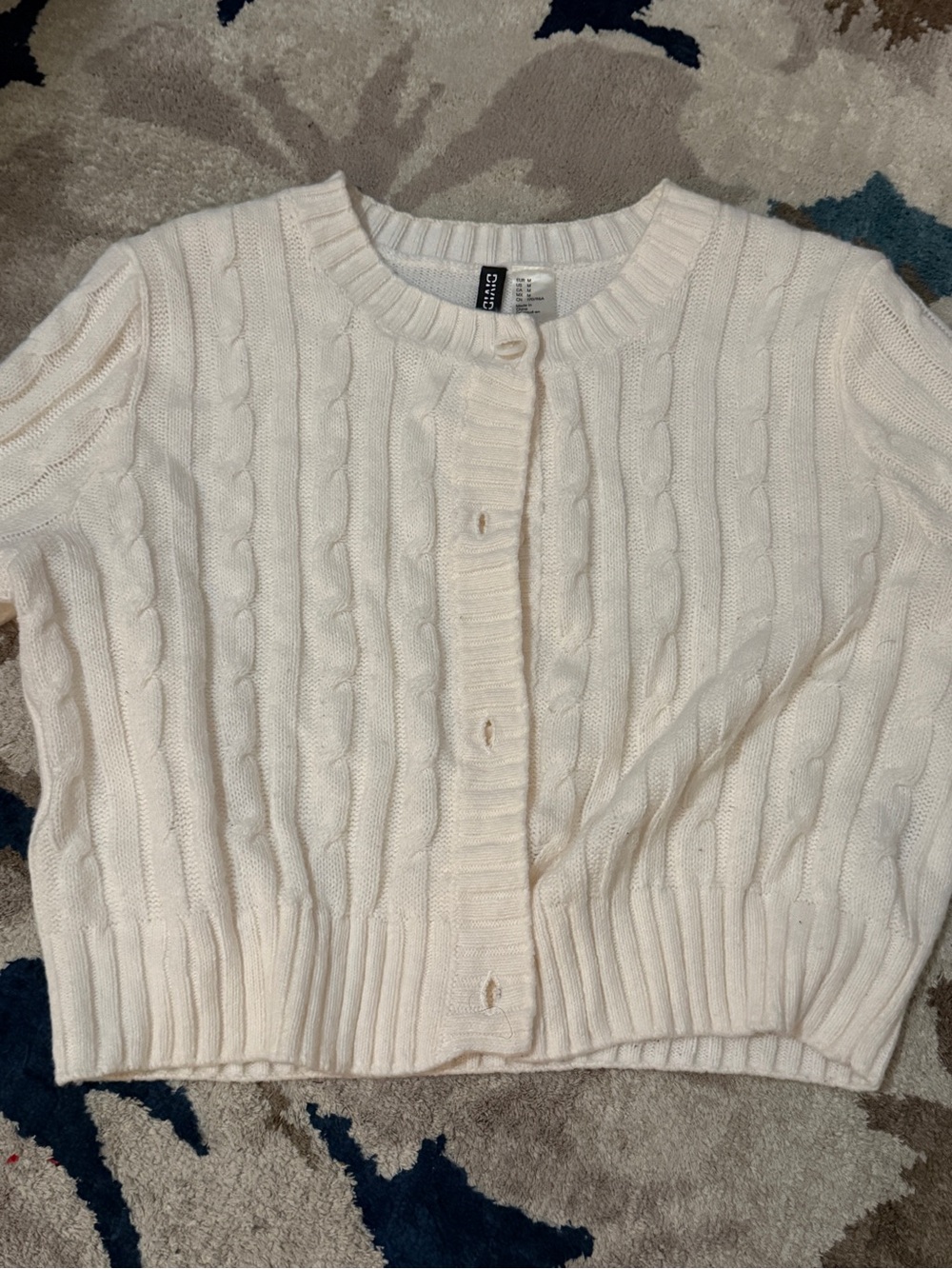 Divided Cream Cable-Knit Cropped Cardigan
